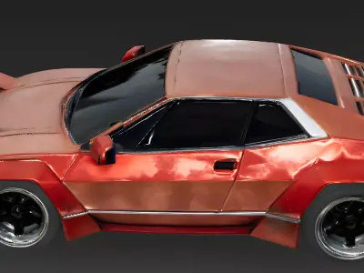 Realistic Retro Wedge Supercar 3d model Low-poly 3D model