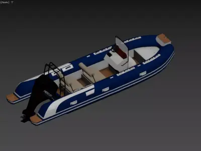 Rigid Inflatable Boat RIB with Mercury Outboard 3D model 3D model