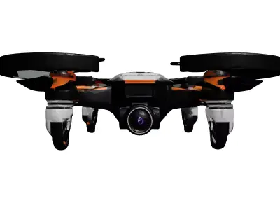 Futuristic Drone with Broken Rotors 3D model