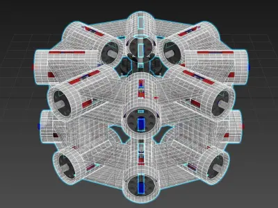 Inverted 16 Cylindrical Radial 3 Phase Motor - Concept 3D model