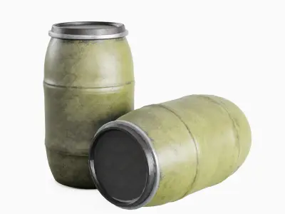 Dirty Plastic Barrel 04 Low-poly 3D model