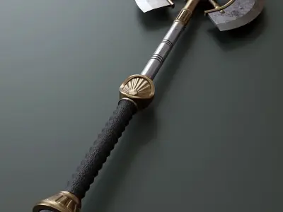 Fantasy style battle ax A1 3D model