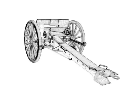 French Cannon based Canon de 75 mle 1897  3D model