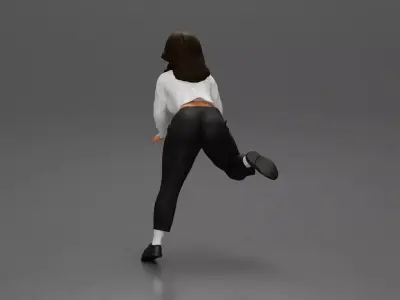 Woman in White Sweater and Black Pants Riding Motorcycle 3D print model