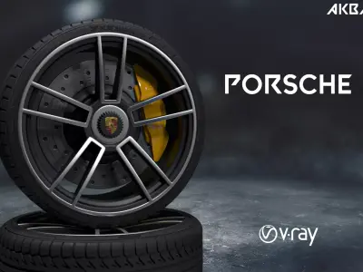 porsche sport car tyre 3D model