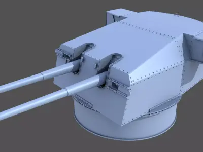 Bismarck 15cm turret 02 - Commercial license - 1-200 scale 3D print model