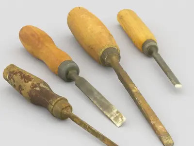 Chisels Middle Poly 3D model