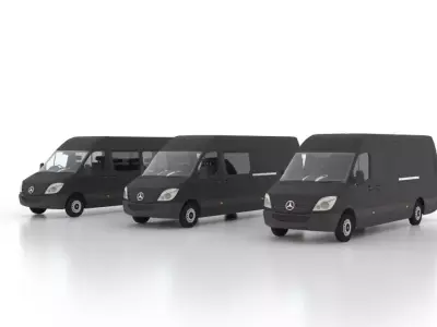 Mercedes Benz Sprinter L4H2 2009 Collection UK 3D Model Pack
