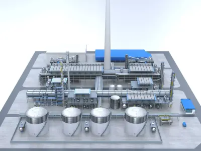 petrochemical plant Low-poly 3D model
