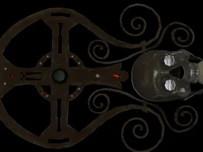 Ornate Decorative Cross with Gemstones Low-poly 3D model