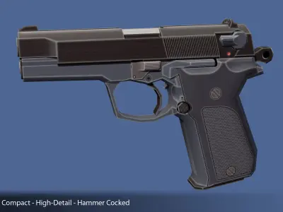 Low-Polygon Walther P88 Compact 9mm Pistol Low-poly 3D model