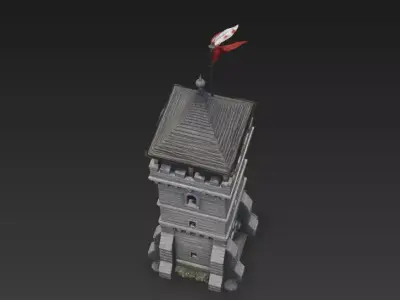 Medieval Stone Watchtower  Realistic Photogrammetry 3D Model 3D model