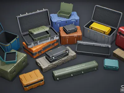 Military Cases Package Low-poly 3D model