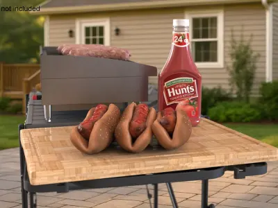 Dark Bread Hot Dogs Crispy Sausages 3D model