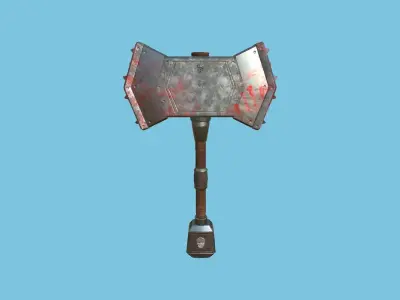 Medieval War Hammer 09 Blood Barbarian - Fantasy Weaponry Low-poly 3D model