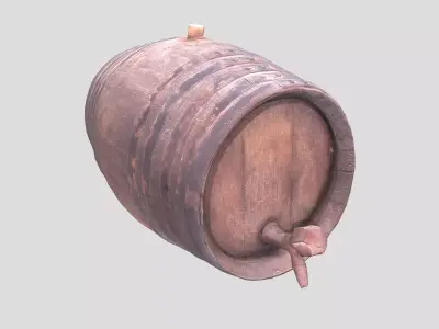Wooden wine barrel Low-poly 3D model