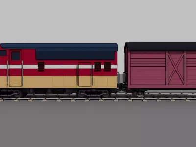 Stylized Train Pack - Toon Outline Low-poly 3D model