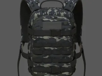 Backpack military combat bag baggage Black  Low-poly 3D model