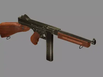 M1A1 Submachine Gun Low-poly 3D Model Low-poly 3D model