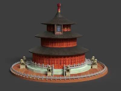 Chinese  ancient tower 3D  Low-poly 3D model