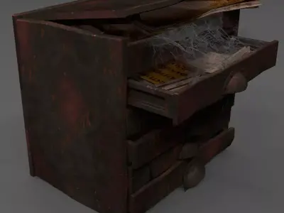 medieval cabinet magic experiments Low-poly 3D model