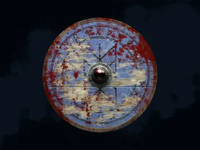 Viking shield 6 - Bloodied Relic Low-poly 3D model