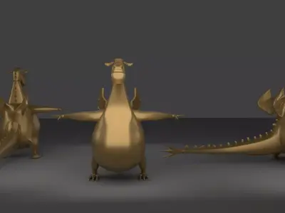 dino dino three golden dragons 3D model