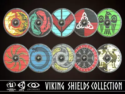 Viking Shields Collection 2 3D Model Pack