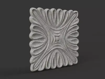 Carved Square Floral Rosette for Classic Furniture 3D model