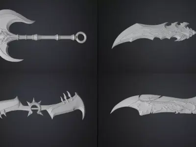 Game Weapons - Bundle pack of 4 3D print model
