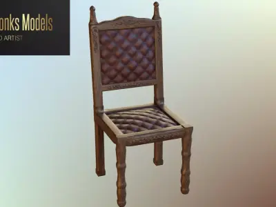 Antique Dining Chair Low-poly 3D model