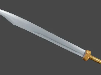 Falchion sword with Langsax handle Low-poly 3D model