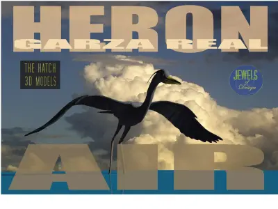 Heron model flying in sky Low-poly 3D model