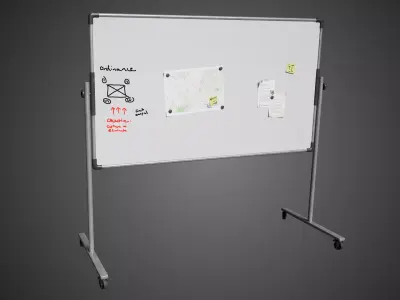 White Dry Erase Board Low-poly 3D model