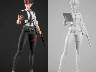 Stylized Strictly Dressed Girl  Character  Low-poly 3D model