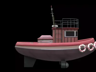 Tugboat lifeboat Low-poly 3D model