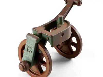 Rusty Industrial Railway Track Cart Low-poly 3D model