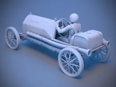 Car with driver 3D print model
