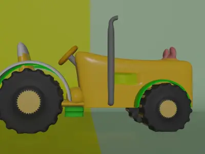 Cartoon Tractor  3D model by anuragyadav