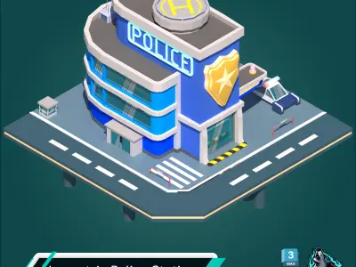 Isometric Police Station Free low-poly 3D model