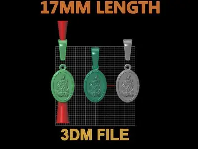 Oval Antique Mother Mary Pendant 17mm Length 3D print model