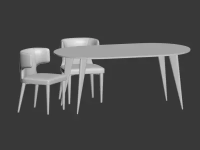 Dining Set table and chairs 3D model