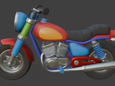 Cartoon Motorcycle 3D Model 3D model purchase