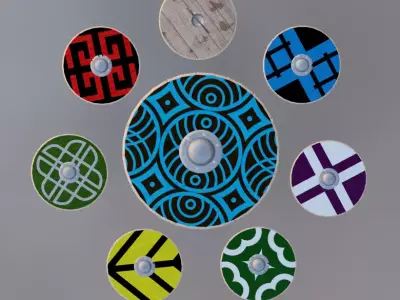 Viking Round Shield Low-poly 3D model purchase