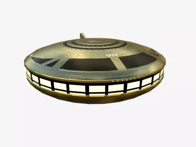 Alien Spaceship UFO A07 Gold - Sci Fi Spacecraft Design Low-poly 3D model