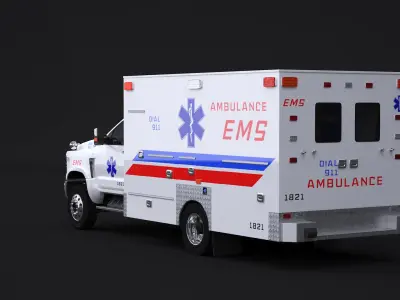 EMS Ambulance and Stretcher Collection 3D model