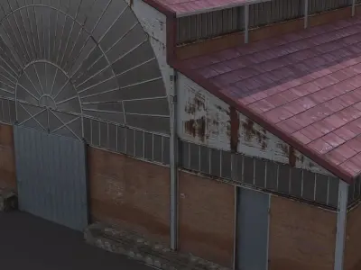 Factory Hangar Low Poly 3d Model Low-poly 3D model