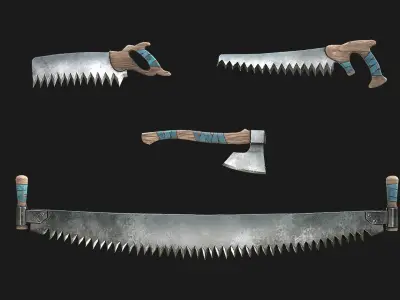 Foresters Set of tools  Low-poly 3D model