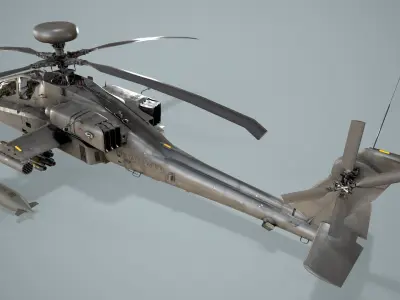 Apache AH-64D US Army Basic Animation Low-poly 3D model