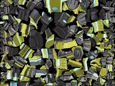 Futuristic Yellow Gun 3D model 4